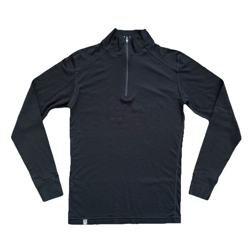 Ibex Woolies 150 Merino Wool Quarter Zip Base Layer Men Large Black